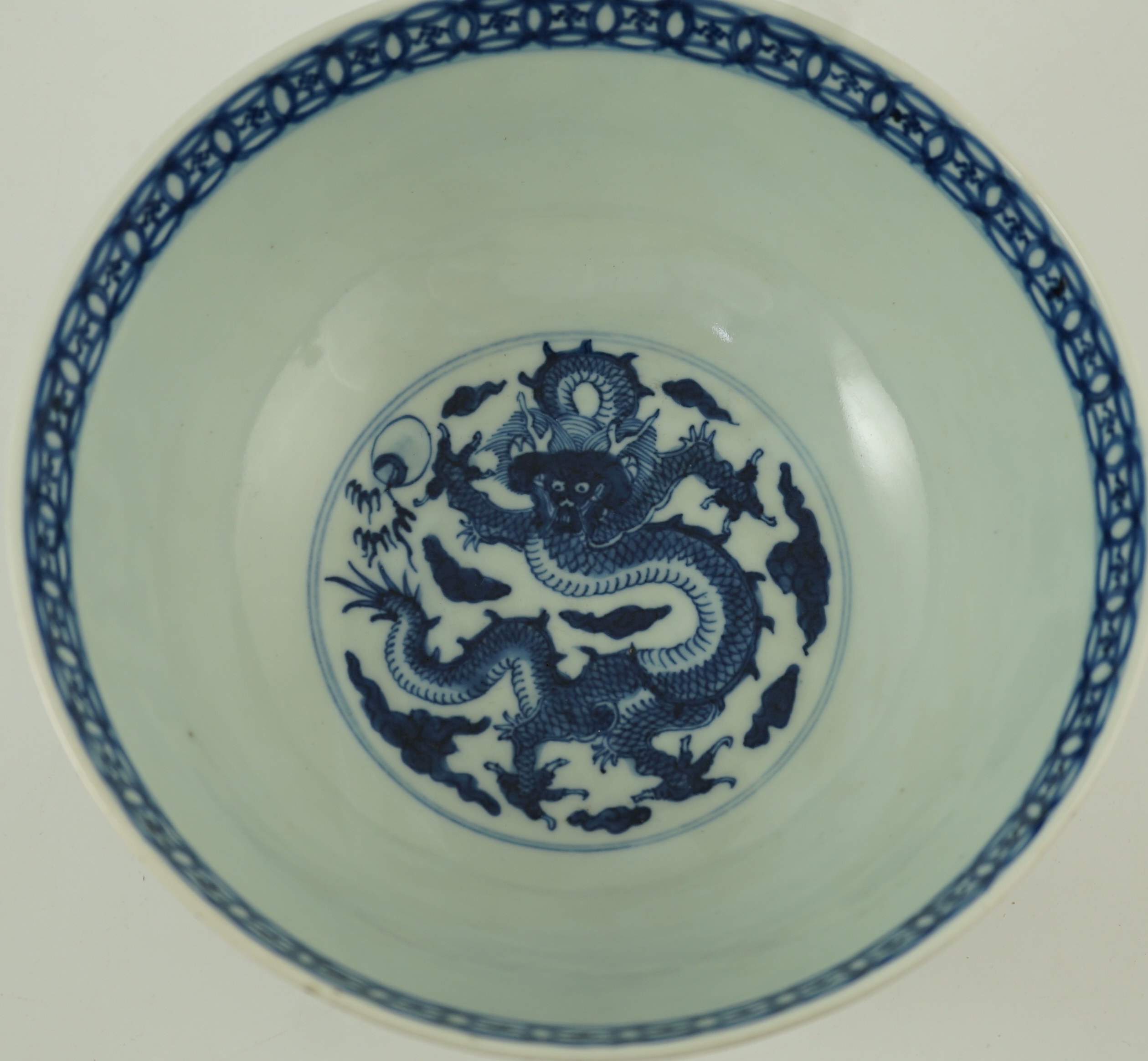 A Chinese blue and white ‘foreign ambassadors’ bowl, Kangxi/Yongzheng period, 21.5cm diameter